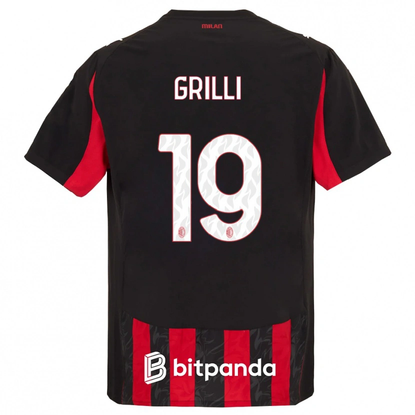 Danxen Kvinder Lorenzo Grilli #19 Rød Sort Hjemmebane Spillertrøjer 2025/26 Trøje T-Shirt