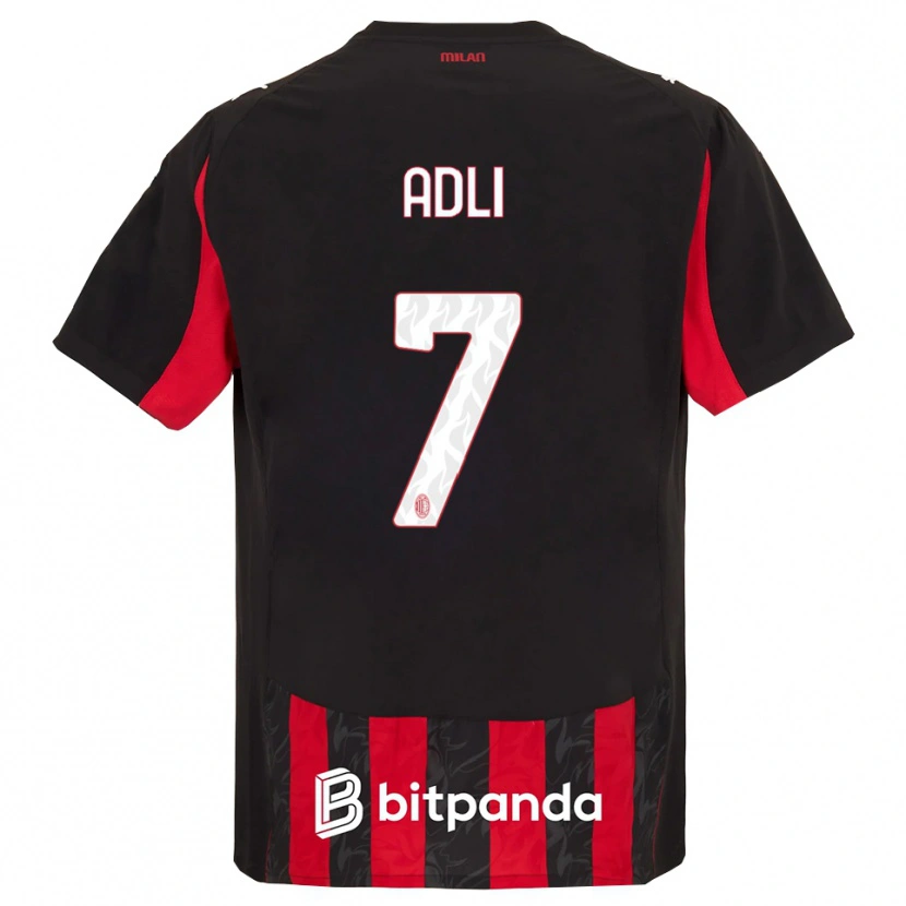 Danxen Kvinder Yacine Adli #7 Rød Sort Hjemmebane Spillertrøjer 2025/26 Trøje T-Shirt