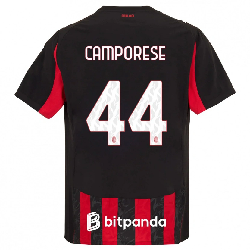 Danxen Kvinder Michele Camporese #44 Rød Sort Hjemmebane Spillertrøjer 2025/26 Trøje T-Shirt