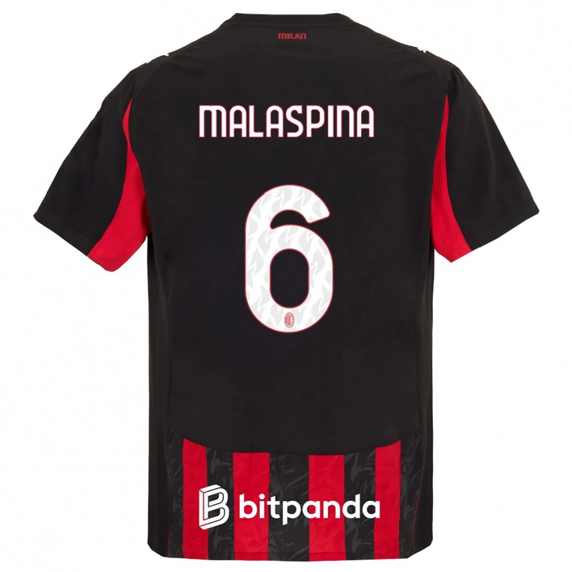 Danxen Kvinder Mattia Malaspina #6 Rød Sort Hjemmebane Spillertrøjer 2025/26 Trøje T-Shirt