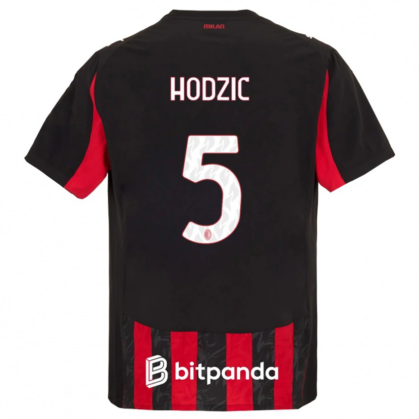 Danxen Kvinder Demirel Hodzic #5 Rød Sort Hjemmebane Spillertrøjer 2025/26 Trøje T-Shirt