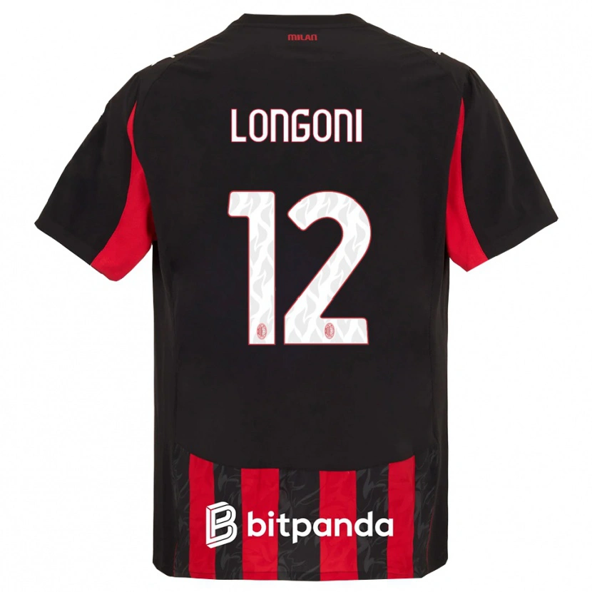 Danxen Kvinder Alessandro Longoni #12 Rød Sort Hjemmebane Spillertrøjer 2025/26 Trøje T-Shirt