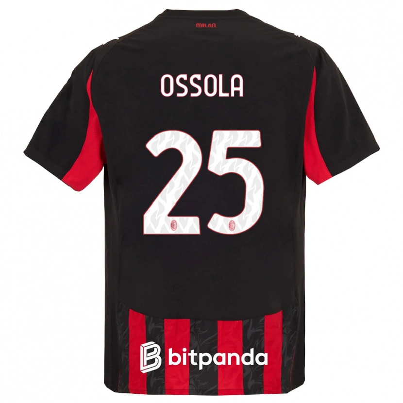 Danxen Kvinder Lorenzo Ossola #25 Rød Sort Hjemmebane Spillertrøjer 2025/26 Trøje T-Shirt
