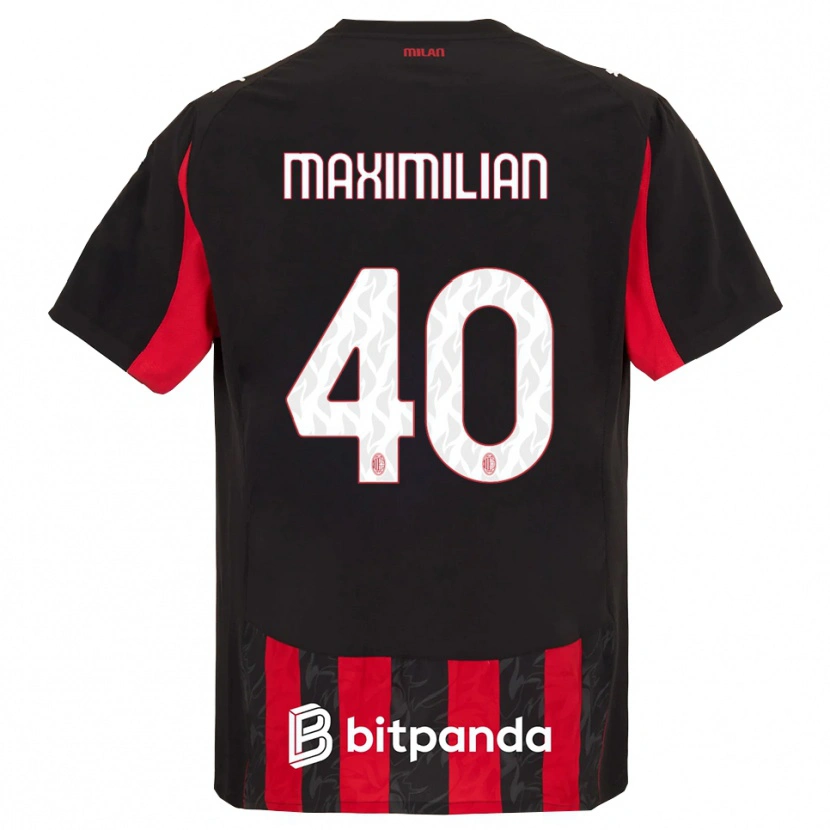 Danxen Kvinder Maximilian Ibrahimović #40 Rød Sort Hjemmebane Spillertrøjer 2025/26 Trøje T-Shirt