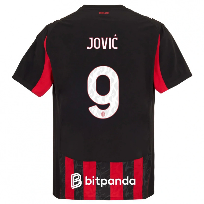 Danxen Kvinder Luka Jovic #9 Rød Sort Hjemmebane Spillertrøjer 2025/26 Trøje T-Shirt