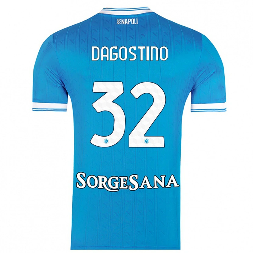 Danxen Kvinder Giuseppe Dagostino #32 Lyseblå Hvid Hjemmebane Spillertrøjer 2025/26 Trøje T-Shirt
