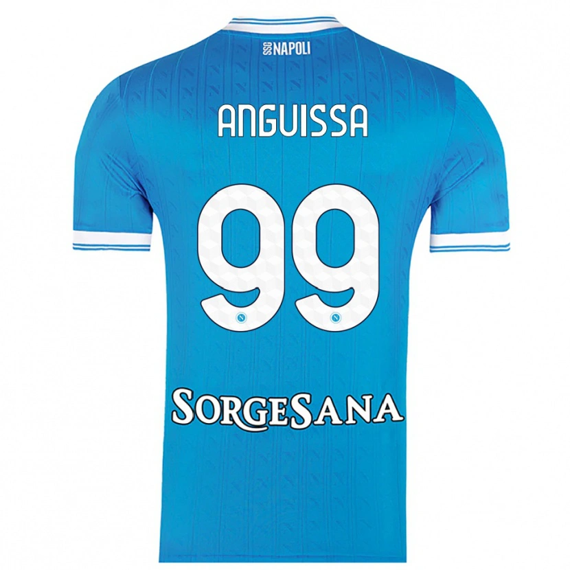 Danxen Kvinder Frank Anguissa #99 Lyseblå Hvid Hjemmebane Spillertrøjer 2025/26 Trøje T-Shirt