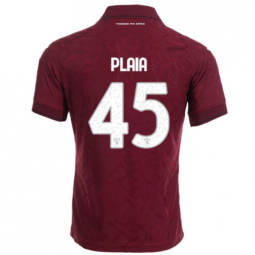 Danxen Kvinder Francesco Plaia #45 Burgunder Hvid Hjemmebane Spillertrøjer 2025/26 Trøje T-Shirt