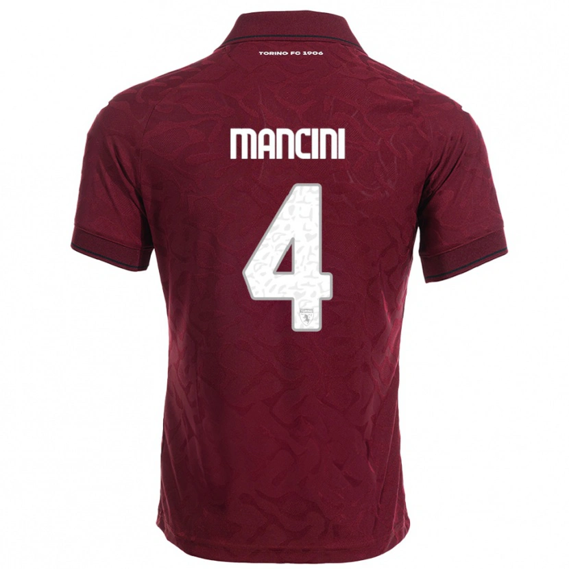 Danxen Kvinder Luca Mancini #4 Burgunder Hvid Hjemmebane Spillertrøjer 2025/26 Trøje T-Shirt