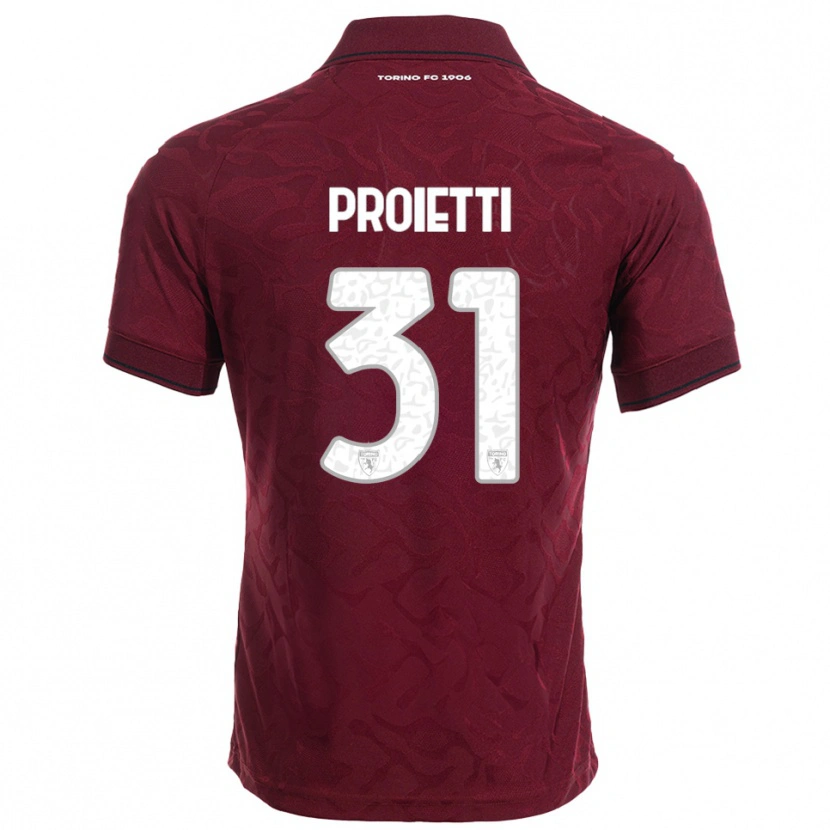 Danxen Kvinder Riccardo Proietti #31 Burgunder Hvid Hjemmebane Spillertrøjer 2025/26 Trøje T-Shirt