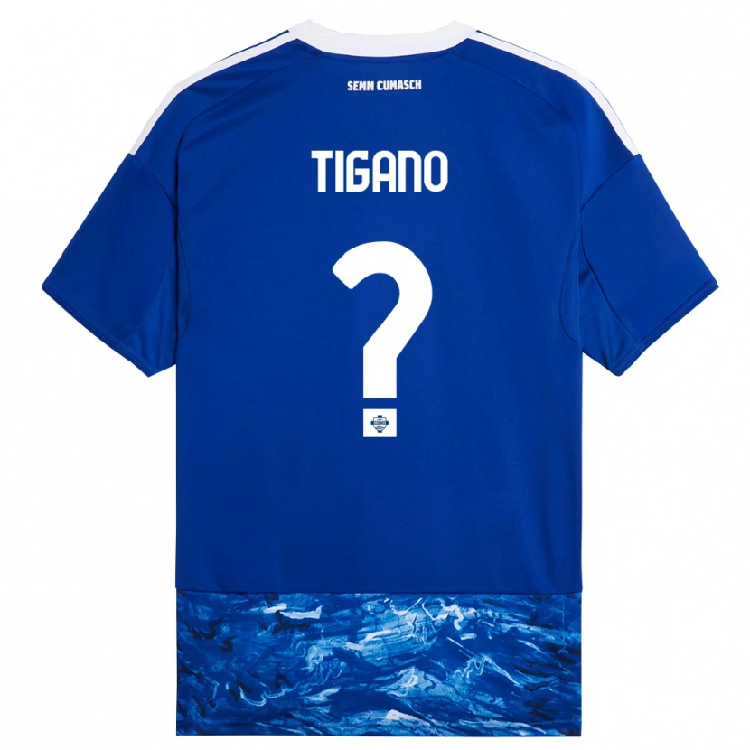 Danxen Kvinder Achille Tigano #0 Blå Hvid Hjemmebane Spillertrøjer 2025/26 Trøje T-Shirt