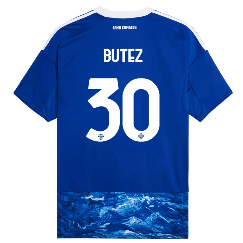 Danxen Kvinder Jean Butez #30 Blå Hvid Hjemmebane Spillertrøjer 2025/26 Trøje T-Shirt