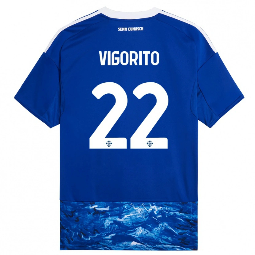Danxen Kvinder Mauro Vigorito #22 Blå Hvid Hjemmebane Spillertrøjer 2025/26 Trøje T-Shirt