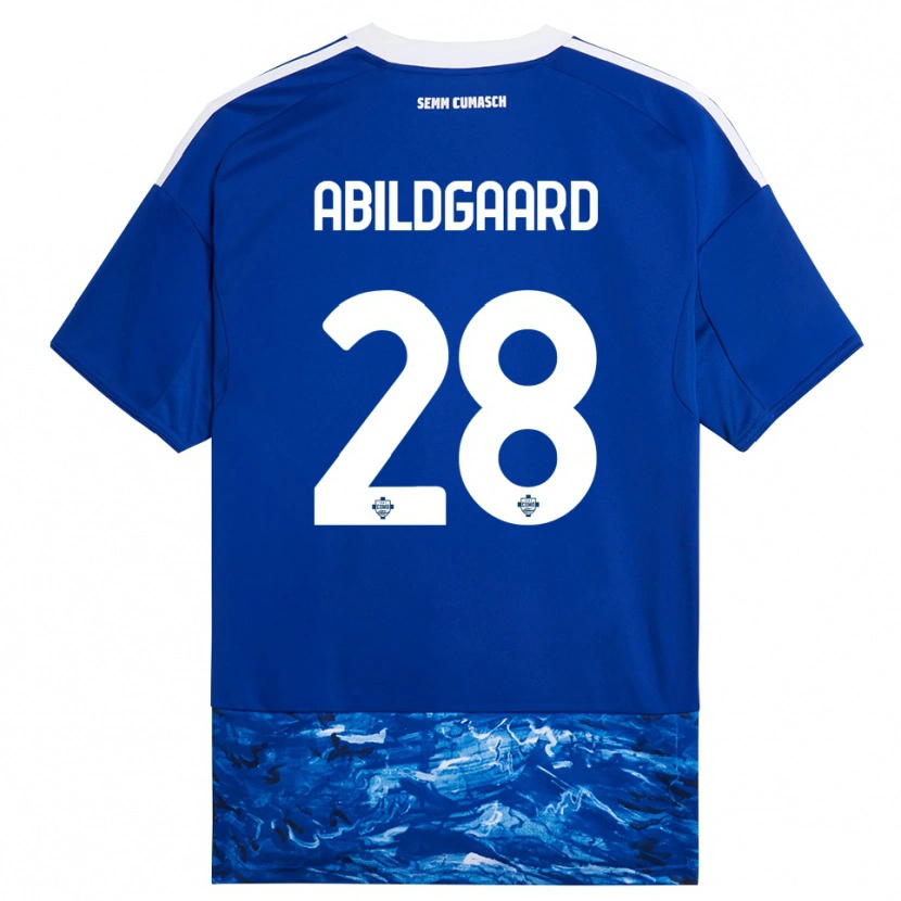 Danxen Kvinder Oliver Abildgaard #28 Blå Hvid Hjemmebane Spillertrøjer 2025/26 Trøje T-Shirt