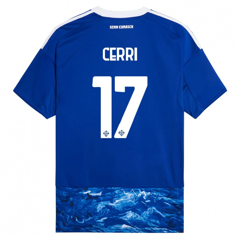 Danxen Kvinder Alberto Cerri #17 Blå Hvid Hjemmebane Spillertrøjer 2025/26 Trøje T-Shirt