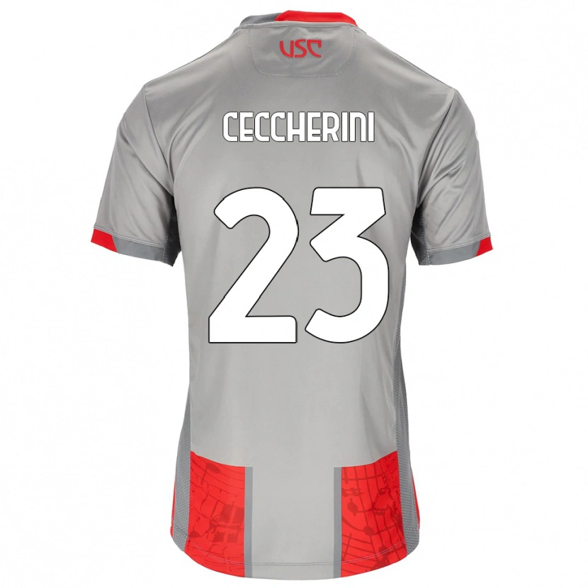 Danxen Kvinder Federico Ceccherini #23 Rød Grå Hjemmebane Spillertrøjer 2025/26 Trøje T-Shirt
