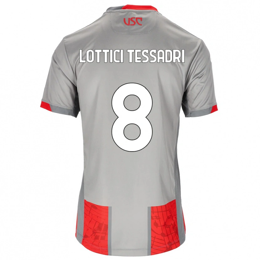 Danxen Kvinder Simone Lottici Tessadri #8 Rød Grå Hjemmebane Spillertrøjer 2025/26 Trøje T-Shirt