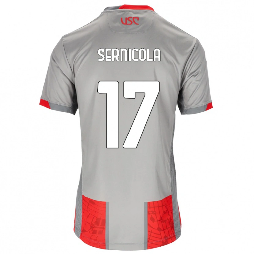Danxen Kvinder Leonardo Sernicola #17 Rød Grå Hjemmebane Spillertrøjer 2025/26 Trøje T-Shirt