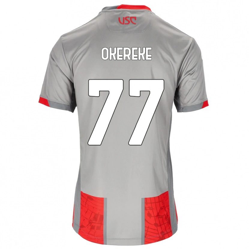 Danxen Kvinder David Okereke #77 Rød Grå Hjemmebane Spillertrøjer 2025/26 Trøje T-Shirt