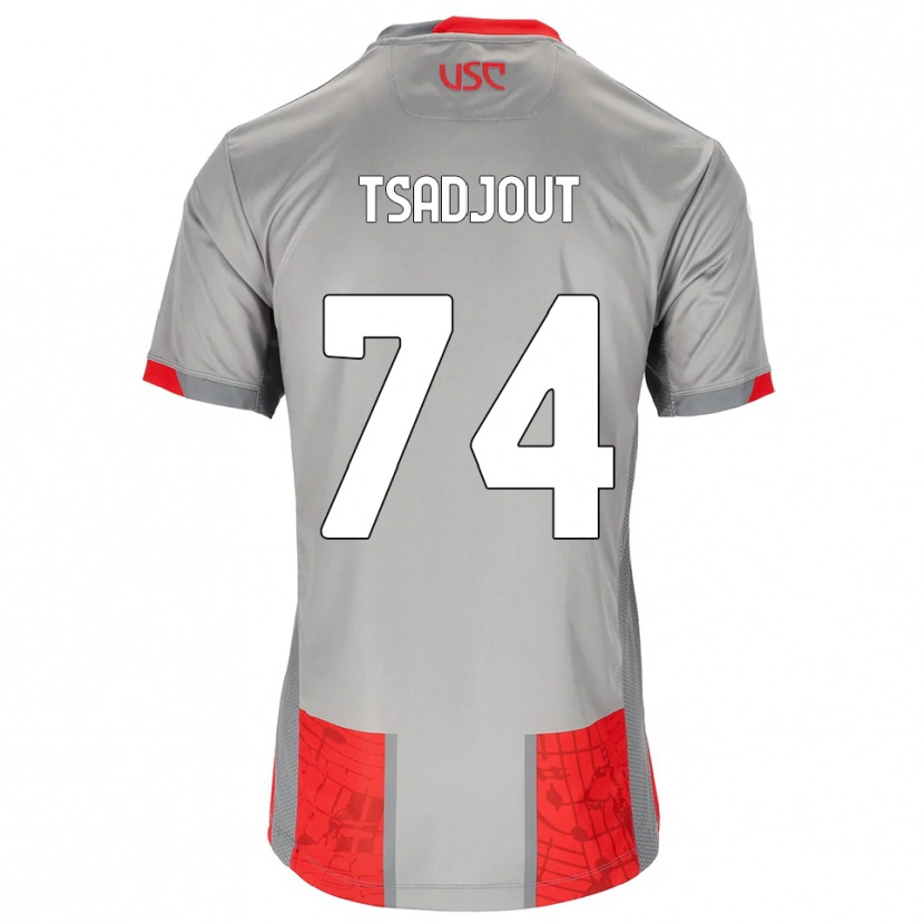 Danxen Kvinder Frank Tsadjout #74 Rød Grå Hjemmebane Spillertrøjer 2025/26 Trøje T-Shirt
