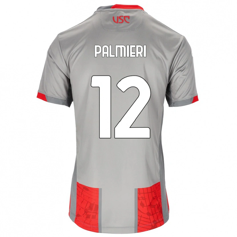 Danxen Kvinder Cristian Palmieri #12 Rød Grå Hjemmebane Spillertrøjer 2025/26 Trøje T-Shirt