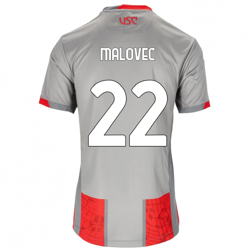 Danxen Kvinder Adrian Malovec #22 Rød Grå Hjemmebane Spillertrøjer 2025/26 Trøje T-Shirt