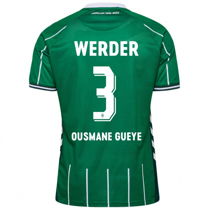 Danxen Kvinder Papa Ousmane Gueye #3 Grøn Hvid Hjemmebane Spillertrøjer 2025/26 Trøje T-Shirt