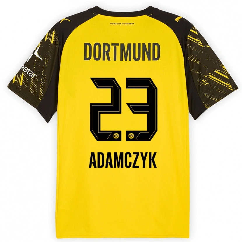 Danxen Kvinder Nico Adamczyk #23 Gul Sort Hjemmebane Spillertrøjer 2025/26 Trøje T-Shirt