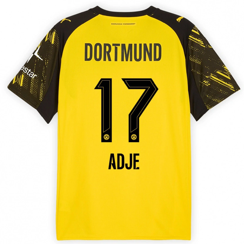 Danxen Kvinder Miguel Adje #17 Gul Sort Hjemmebane Spillertrøjer 2025/26 Trøje T-Shirt
