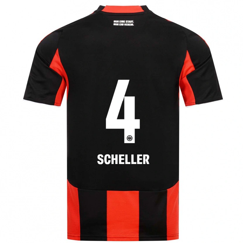 Danxen Kvinder Niklas Scheller #4 Sort Rød Hjemmebane Spillertrøjer 2025/26 Trøje T-Shirt