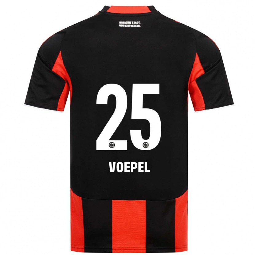 Danxen Kvinder Lukas Voepel #25 Sort Rød Hjemmebane Spillertrøjer 2025/26 Trøje T-Shirt
