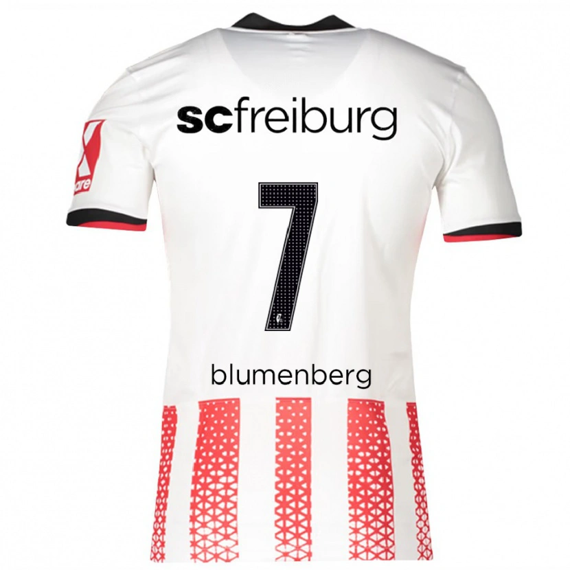 Danxen Kvinder Tessa Blumenberg #7 Hvid Rød Hjemmebane Spillertrøjer 2025/26 Trøje T-Shirt