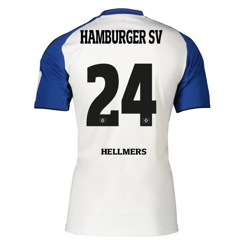 Danxen Kvinder Maximilian Hellmers #24 Hvid Blå Hjemmebane Spillertrøjer 2025/26 Trøje T-Shirt