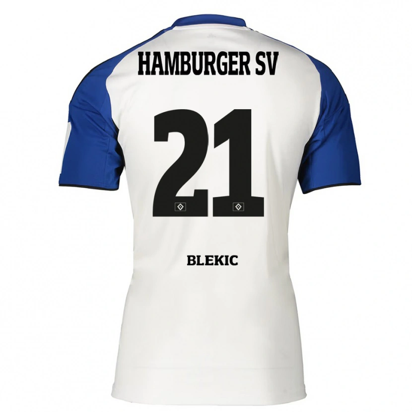 Danxen Kvinder Romeo Blekic #21 Hvid Blå Hjemmebane Spillertrøjer 2025/26 Trøje T-Shirt