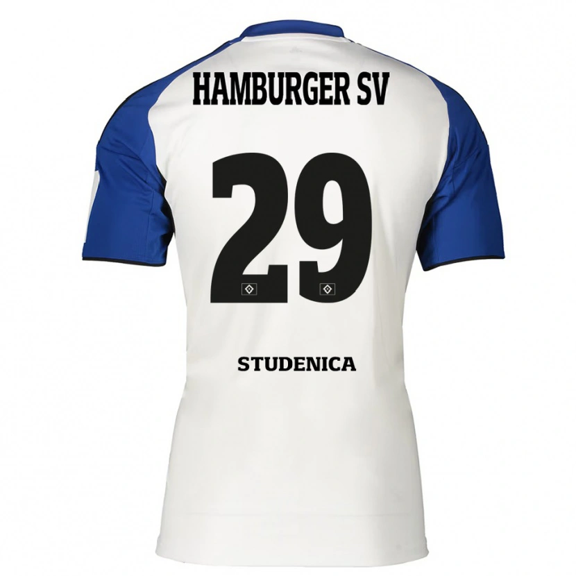 Danxen Kvinder Aron Studenica #29 Hvid Blå Hjemmebane Spillertrøjer 2025/26 Trøje T-Shirt