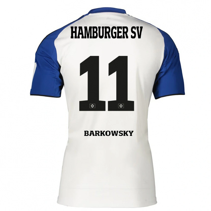 Danxen Kvinder Finn Barkowsky #11 Hvid Blå Hjemmebane Spillertrøjer 2025/26 Trøje T-Shirt