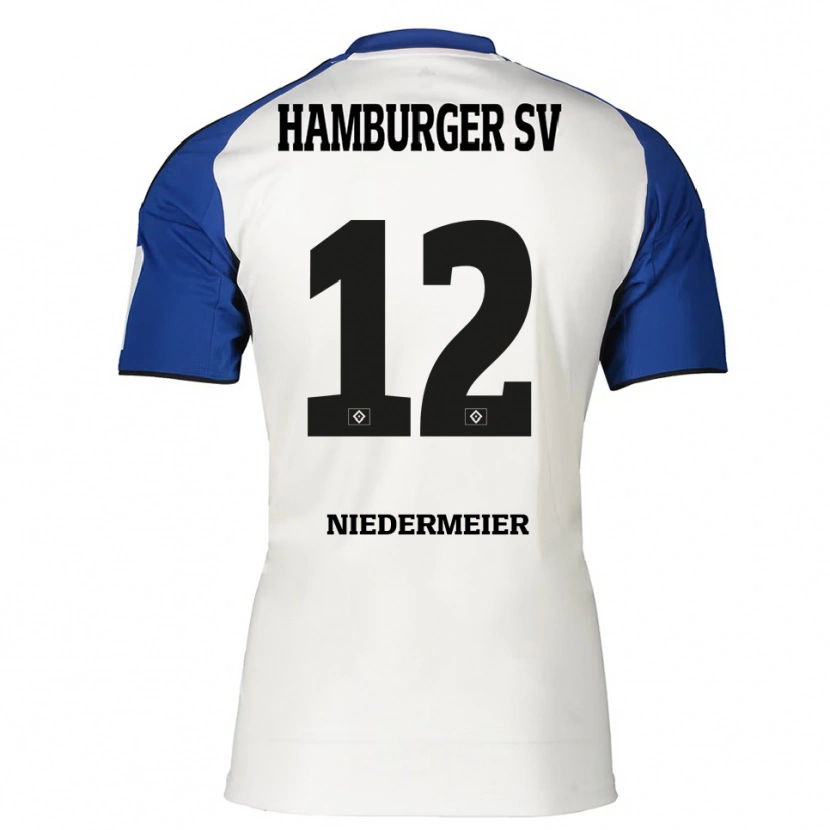 Danxen Kvinder Philipp Niedermeier #12 Hvid Blå Hjemmebane Spillertrøjer 2025/26 Trøje T-Shirt