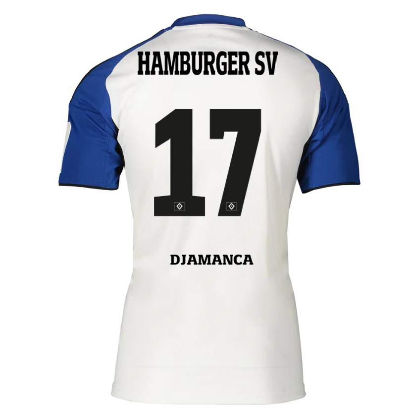 Danxen Kvinder Ismaila Djamanca #17 Hvid Blå Hjemmebane Spillertrøjer 2025/26 Trøje T-Shirt