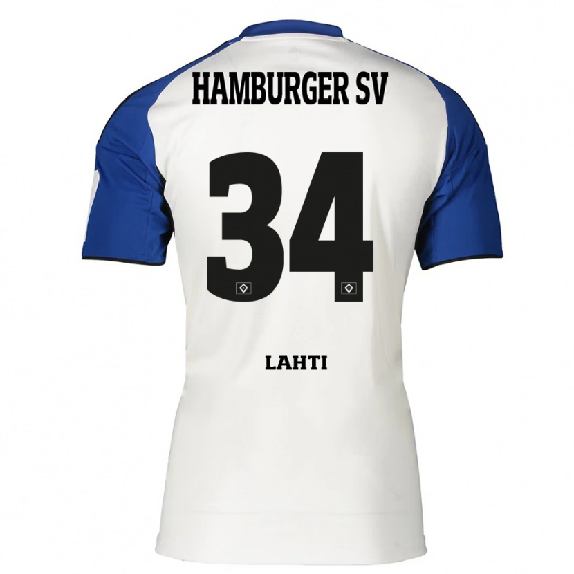 Danxen Kvinder Elias Lahti #34 Hvid Blå Hjemmebane Spillertrøjer 2025/26 Trøje T-Shirt