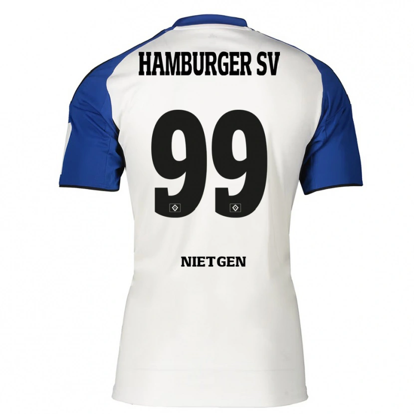 Danxen Kvinder Marvin Nietgen #99 Hvid Blå Hjemmebane Spillertrøjer 2025/26 Trøje T-Shirt