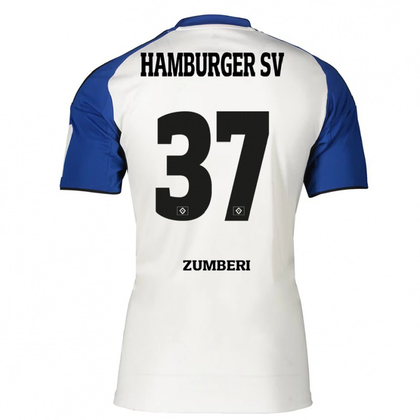 Danxen Kvinder Valon Zumberi #37 Hvid Blå Hjemmebane Spillertrøjer 2025/26 Trøje T-Shirt