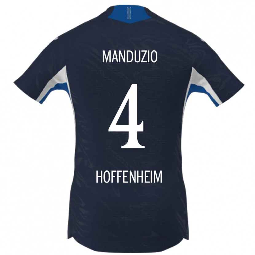 Danxen Kvinder Mattia Manduzio #4 Navy Hvid Hjemmebane Spillertrøjer 2025/26 Trøje T-Shirt