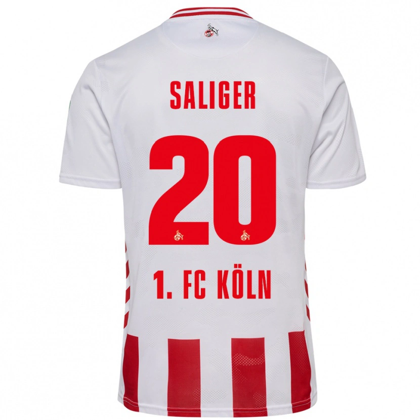 Danxen Kvinder Jonas Saliger #20 Hvid Rød Hjemmebane Spillertrøjer 2025/26 Trøje T-Shirt