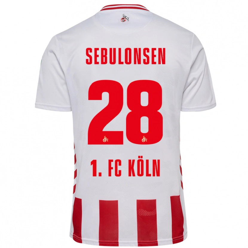 Danxen Kvinder Sebastian Sebulonsen #28 Hvid Rød Hjemmebane Spillertrøjer 2025/26 Trøje T-Shirt