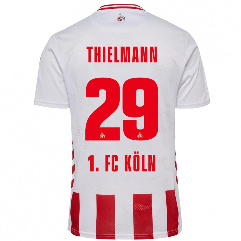 Danxen Kvinder Jan Thielmann #29 Hvid Rød Hjemmebane Spillertrøjer 2025/26 Trøje T-Shirt