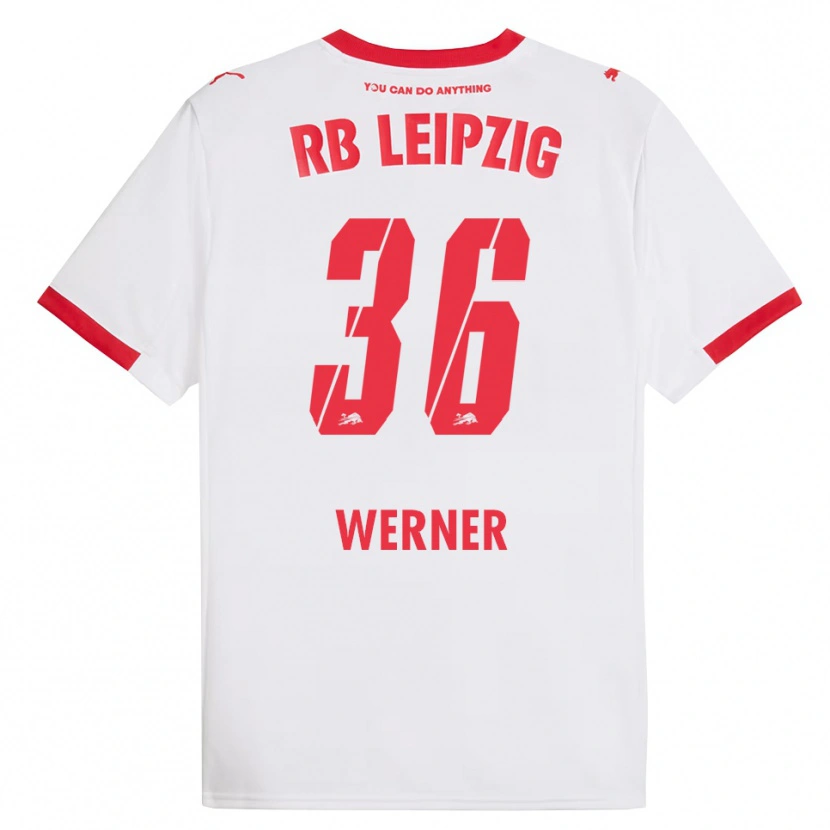 Danxen Kvinder Timo Werner #36 Hvid Rød Hjemmebane Spillertrøjer 2025/26 Trøje T-Shirt
