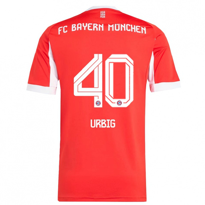 Danxen Kvinder Jonas Urbig #40 Rød Hvid Hjemmebane Spillertrøjer 2025/26 Trøje T-Shirt