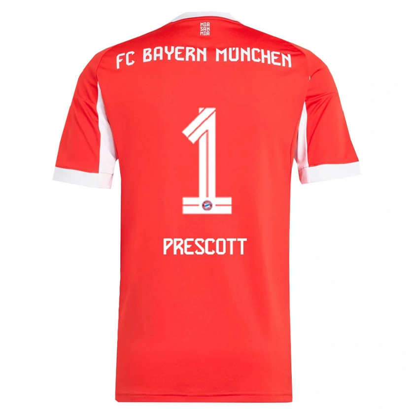 Danxen Kvinder Leonard Prescott #1 Rød Hvid Hjemmebane Spillertrøjer 2025/26 Trøje T-Shirt
