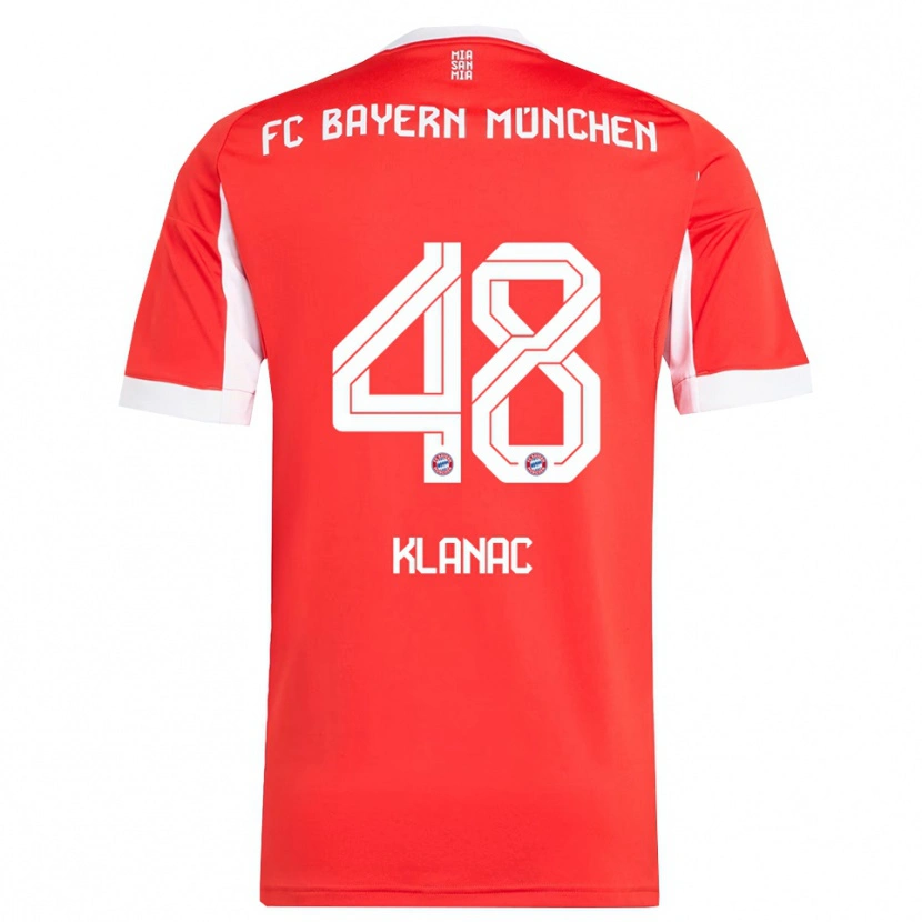 Danxen Kvinder Leon Klanac #48 Rød Hvid Hjemmebane Spillertrøjer 2025/26 Trøje T-Shirt