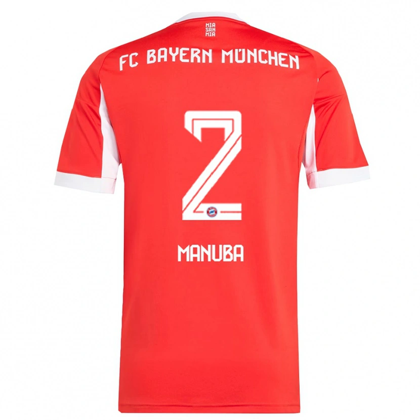 Danxen Kvinder Vincent Manuba #2 Rød Hvid Hjemmebane Spillertrøjer 2025/26 Trøje T-Shirt